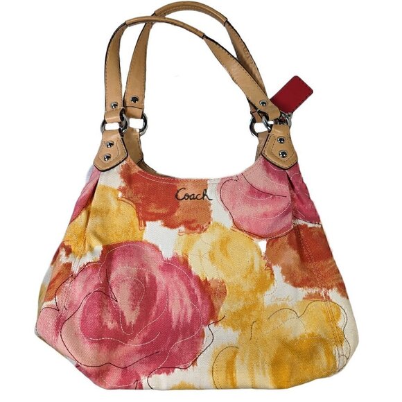 Coach Floral Hobo Bag in Pink and Yellow